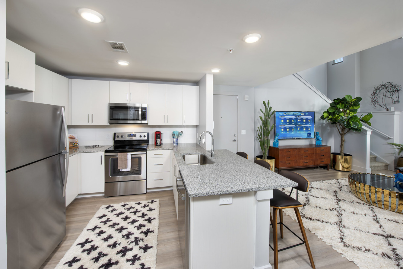 the skylark atlanta rentals kitchen and living area